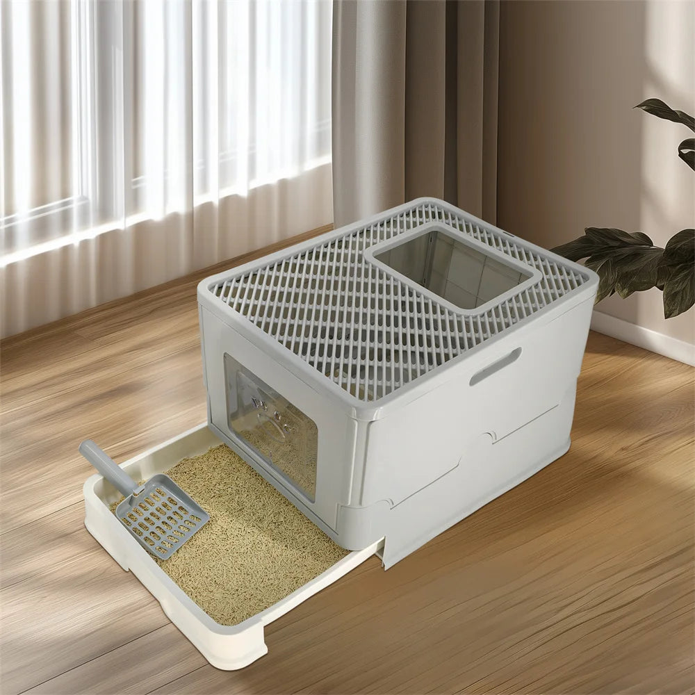 Cat Litter Box Enclosed Splashproof Tray for Kittens and Cats