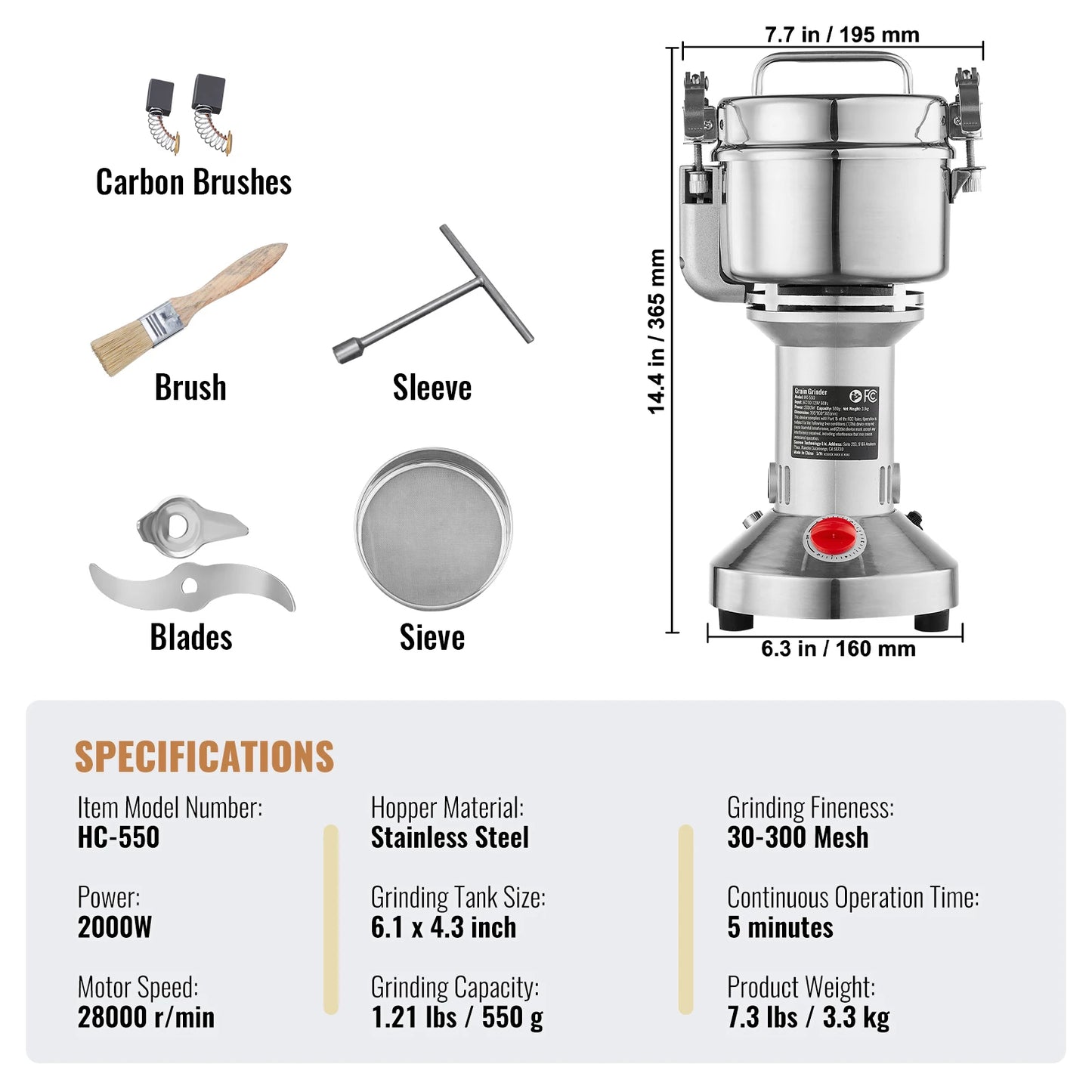 SucceBuy Electric Grain Mill Grinder For Dry Herbs And Spices