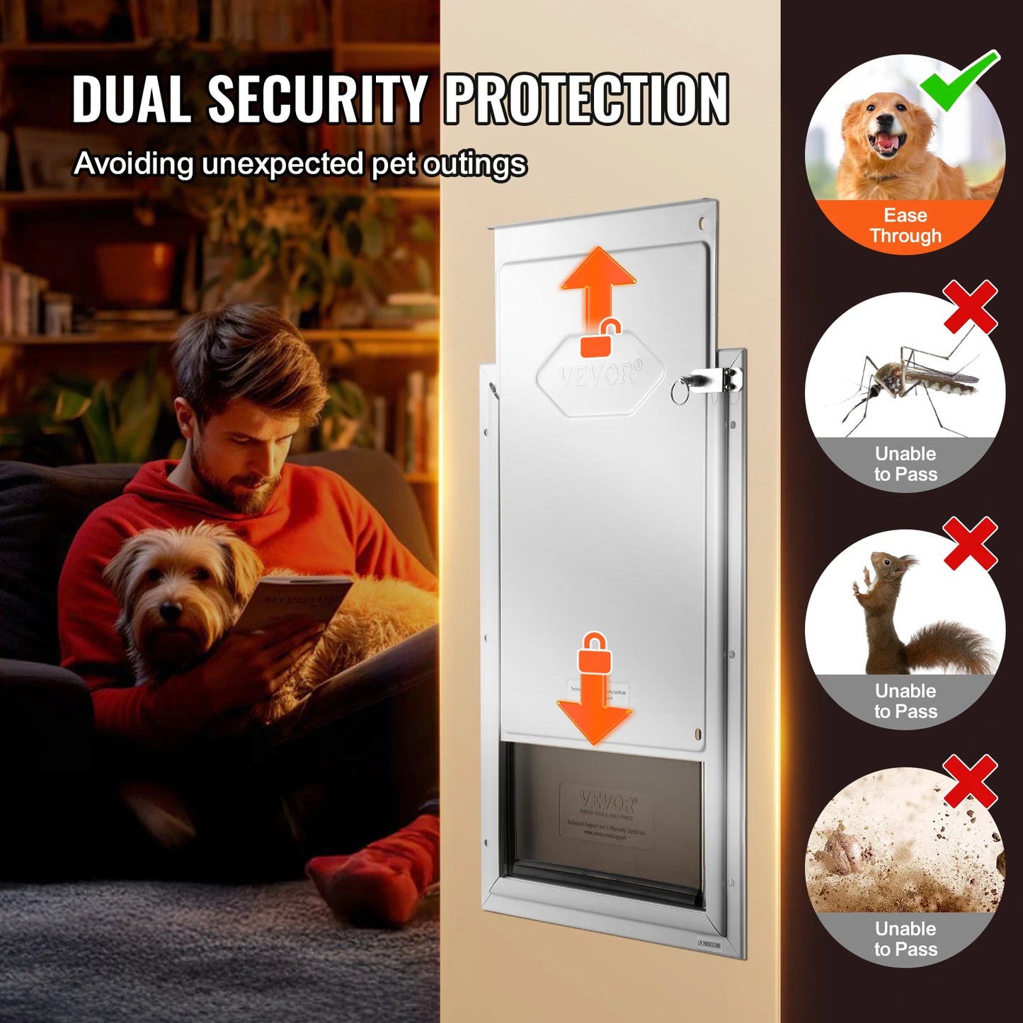 NONEDogDoor Pet Door Aluminum Frame With Lockable Flap