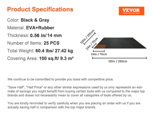 SucceBuy Interlocking Gym Floor Mats EVA Foam Rubber Top Waterproof