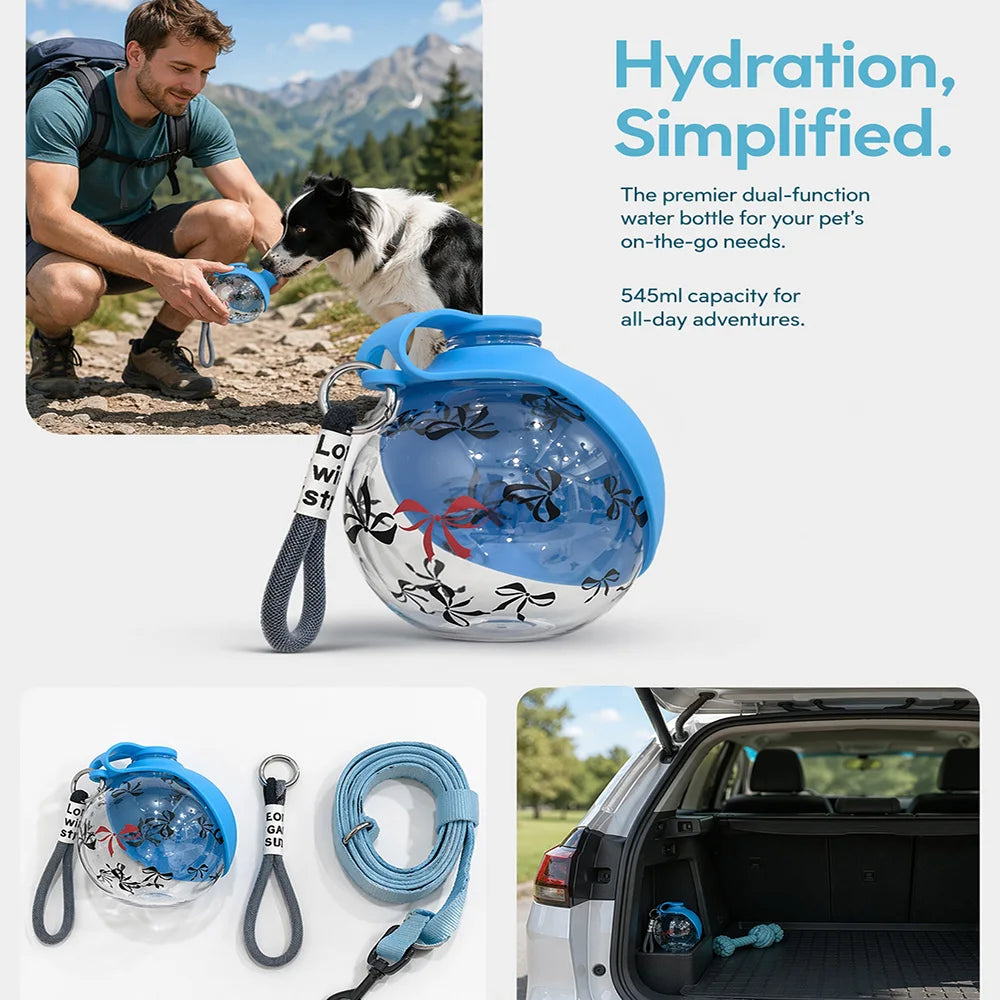 2-In-1 Portable Dog Water Bottle With Lanyard Hook