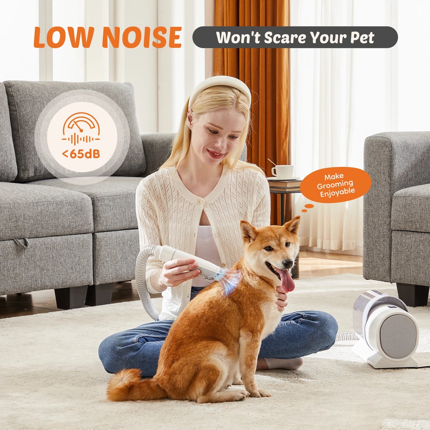 2.5L Pet Grooming Vacuum Kit With Cordless Low Noise Clippers For Cats