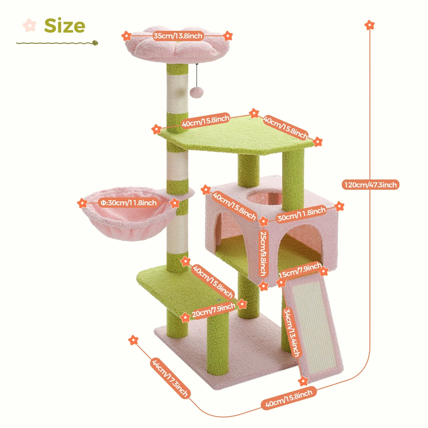 PAWZ Road Flower Cat Tree Multi-Level Cat Tower With Sisal