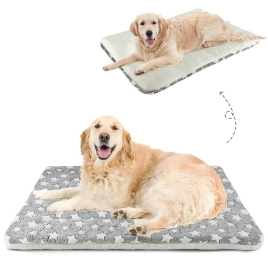 Ultra Soft Pet Bed Crate Pad With Star Print Fleece
