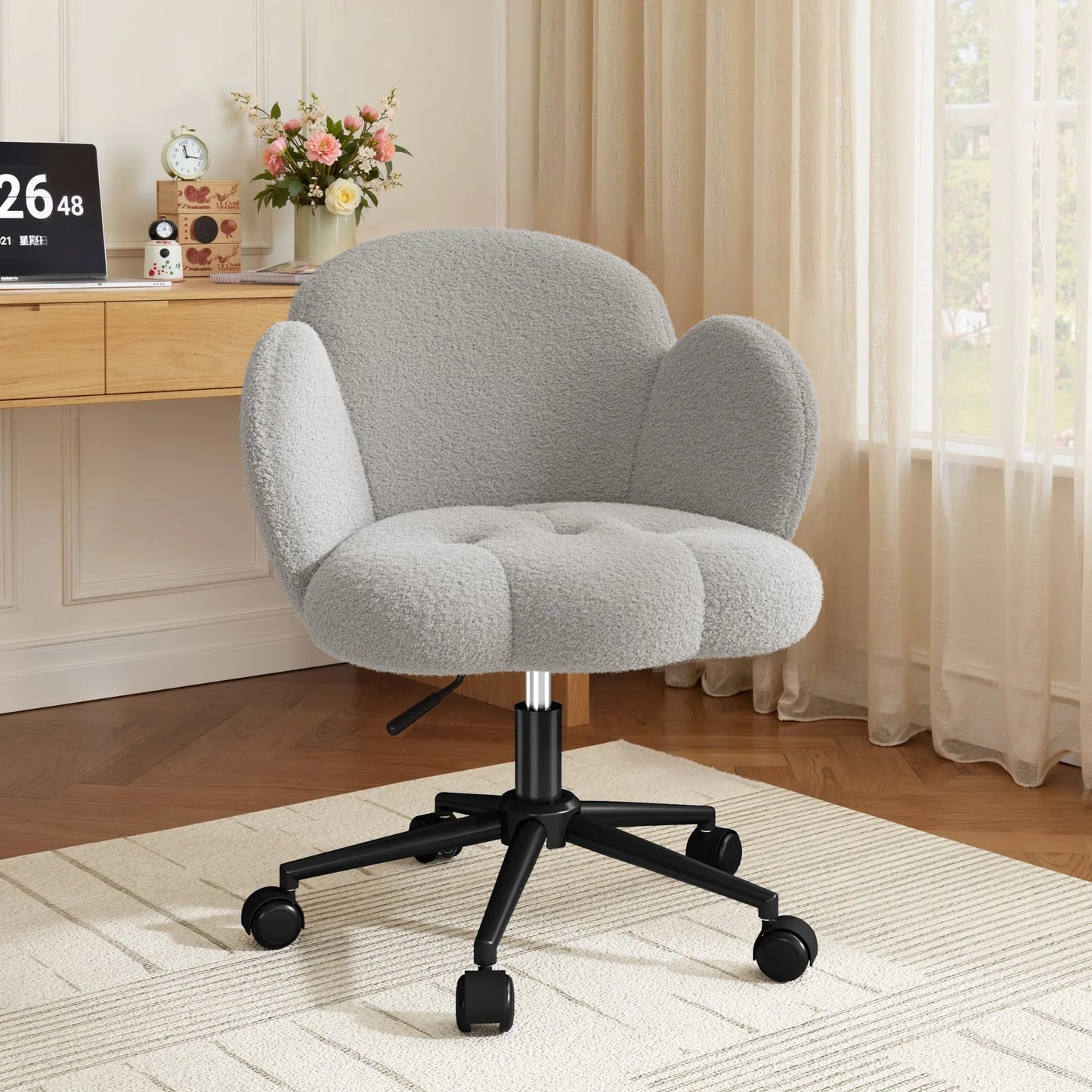 EnHomee Petal Vanity Chair With Wheels 360 Degree Swivel