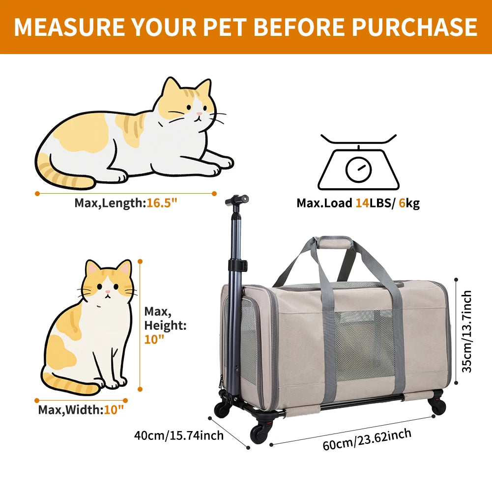Cat Trolley For 2 Cats With Wheels And Safety Belts