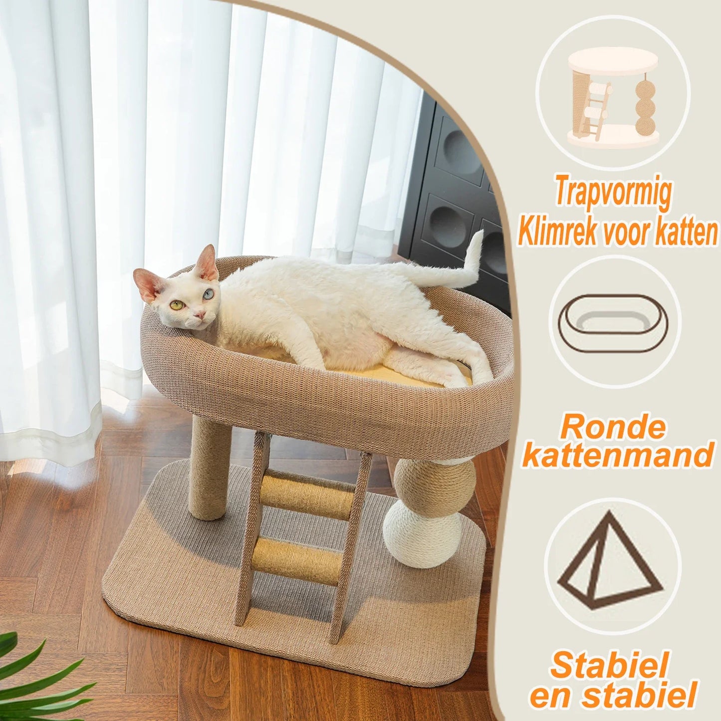 All In One Cat Tree With Sisal Scratching Post Ladder