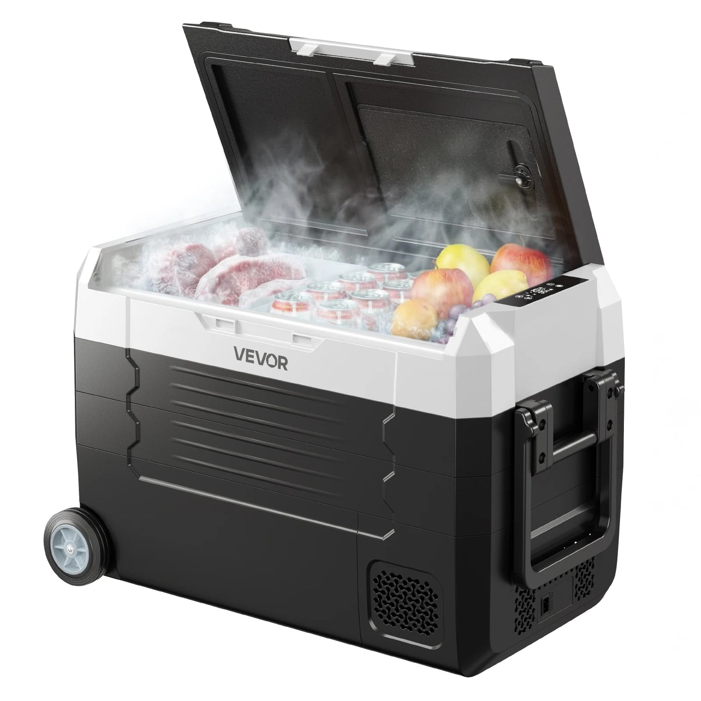 SucceBuy Portable Car Refrigerator With Foldable Handle And Wheels