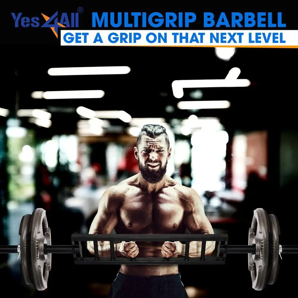 Adjustable Multi Grip Bar With Cable Attachment For Home Gym Workouts