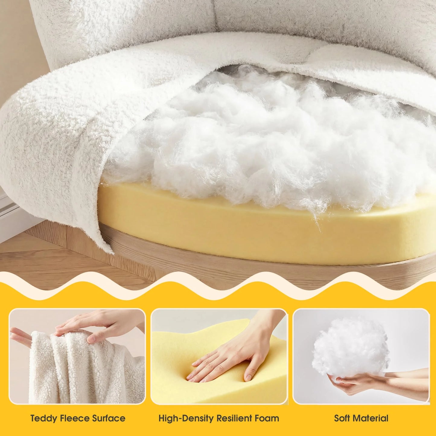 EnHomee Petal Vanity Chair With Wheels 360 Degree Swivel