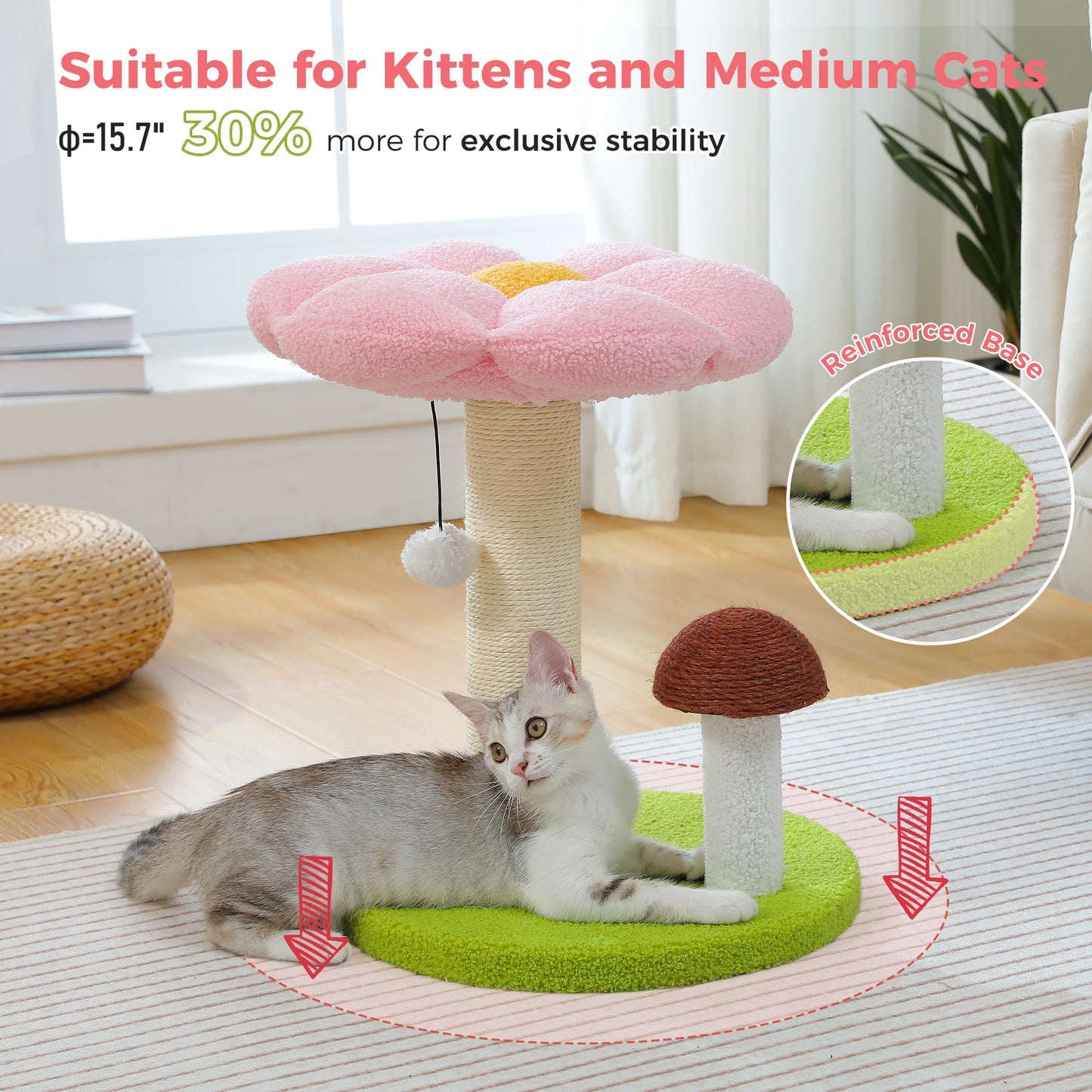 PAWZ Road Double Tier Cat Scratching Post With Flower Bed