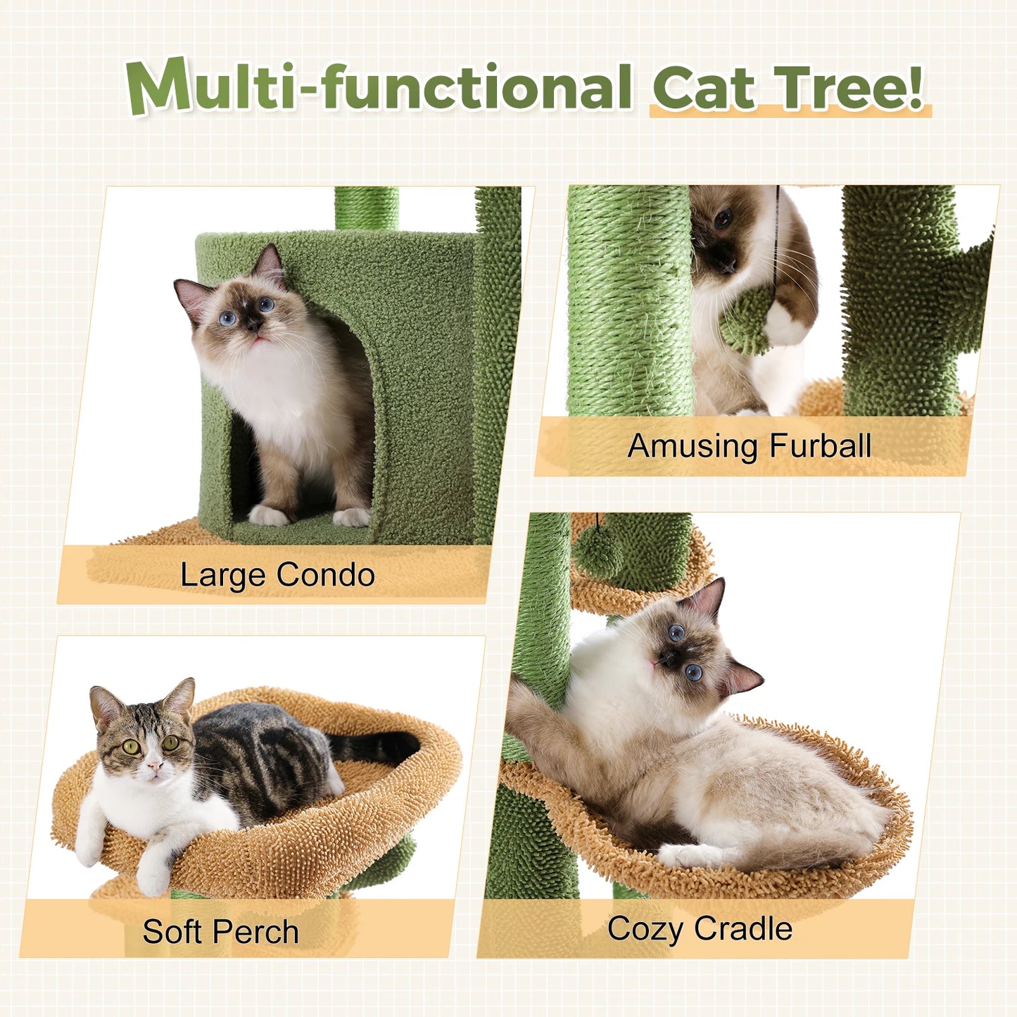 PAWZ Road Cat Tree Cactus Tower Scratching Post Condo Nest