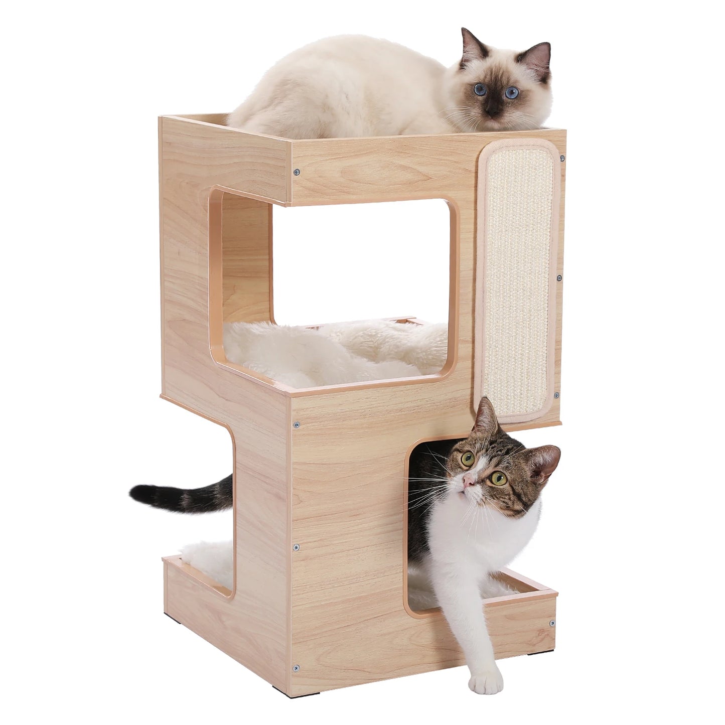 PAWZ Road Wood Cat Condo House With Scratching Pad