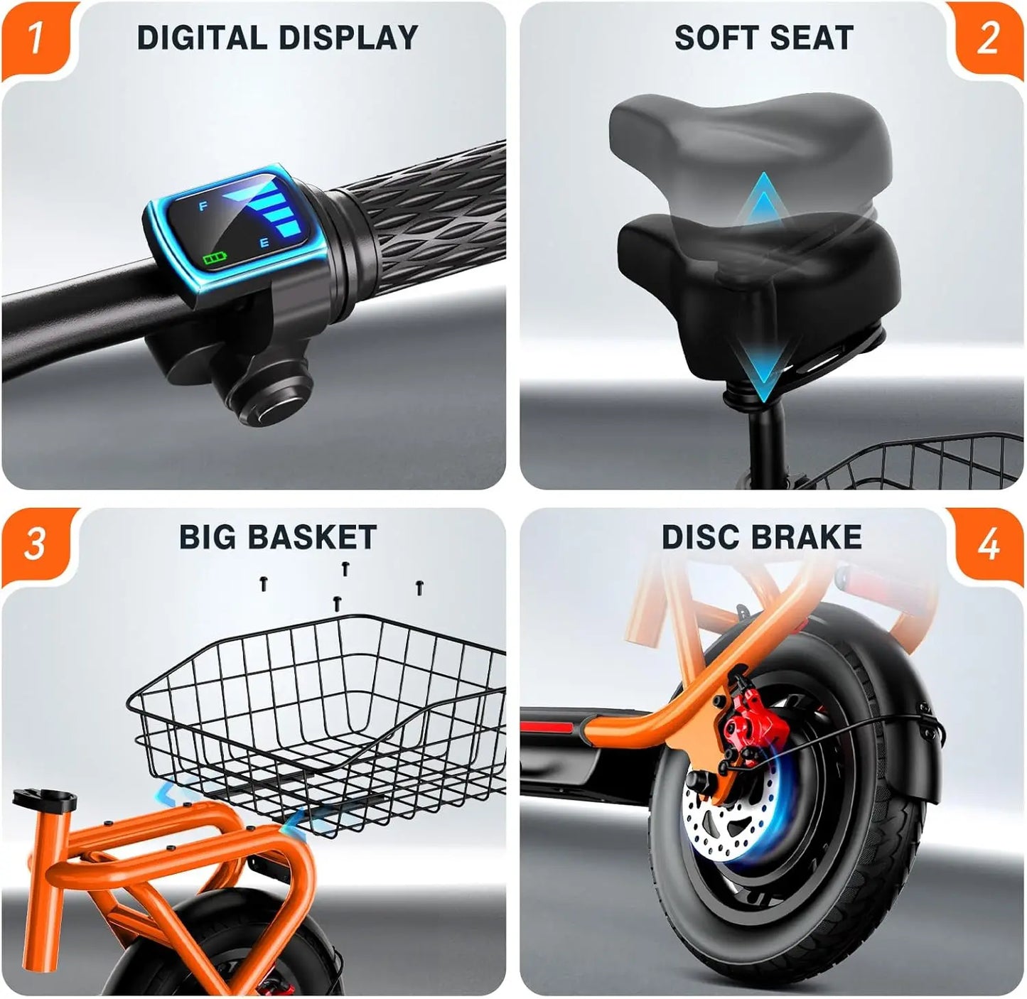 C10 600W Electric Bicycle Folding With Seat And Brakes