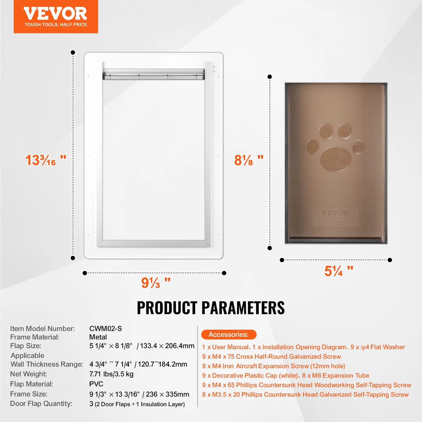 Pet Door Metal Frame With Lock And Three Flap System