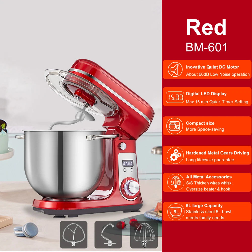 Biolomix Kitchen Stand Mixer With Dough Hook And Wire Whip