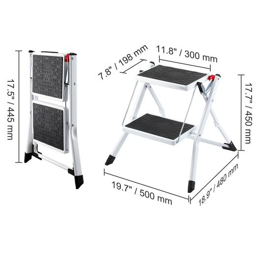 VEVOR One Step Stool Adjustable Height 330 Lb Capacity Non Slip