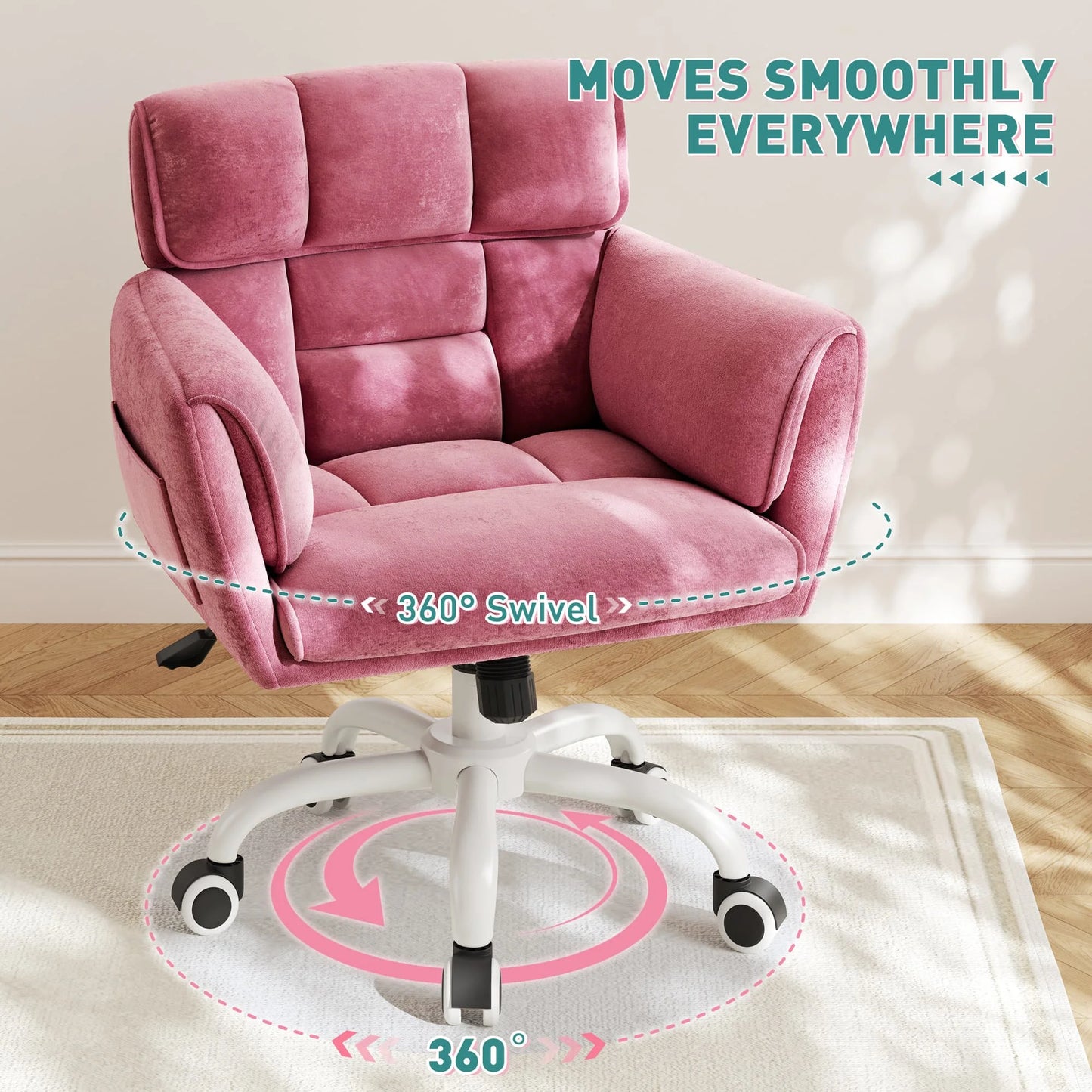 EnHomee Home Office Chair With Arms Wheels Adjustable Height Desk Chair