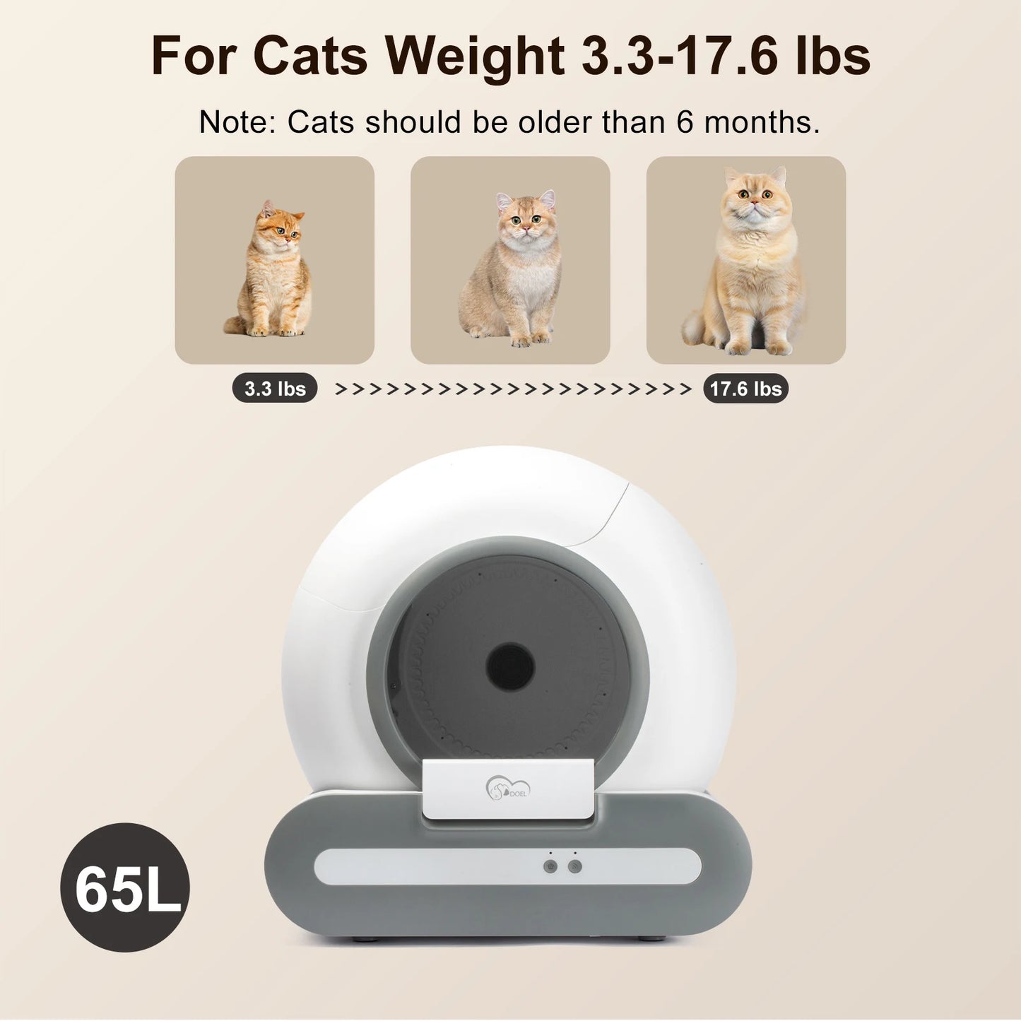 DOEL Self Cleaning Cat Litter Box With App Control WiFi