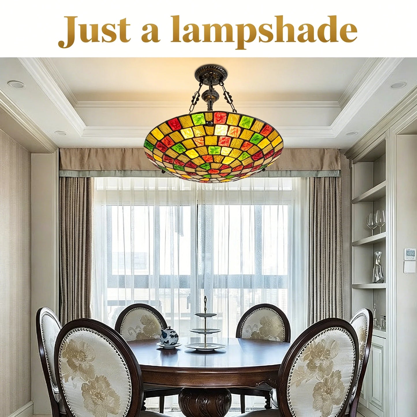 Tiffany Style Stained Glass Pendant Light 5-Light Fixture