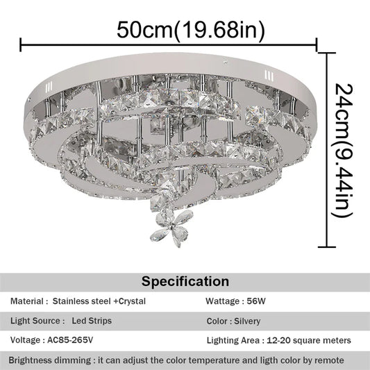 GreeLustr Crystal Led Pendant Chandelier Ceiling Light For Living Room