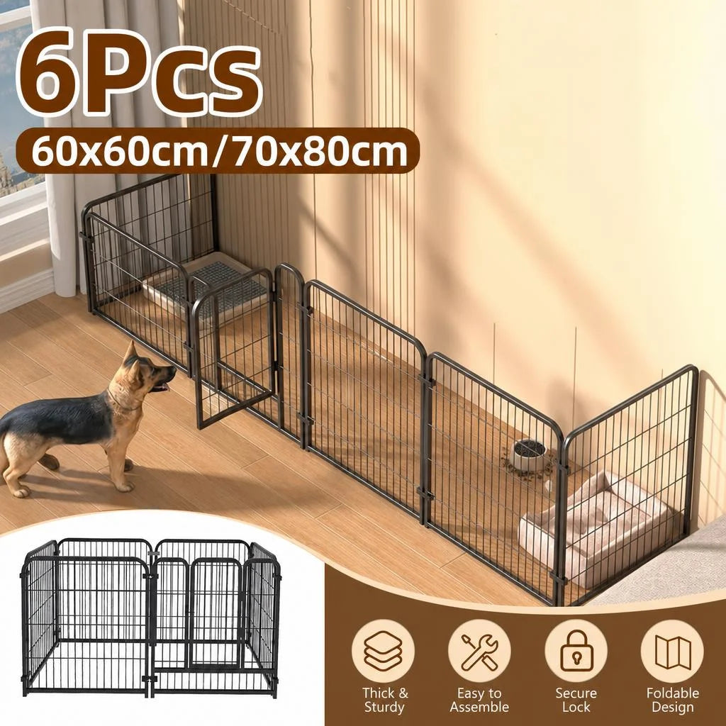 6 Panel Foldable Dog Fence Playpen Heavy Duty Pet Kennel