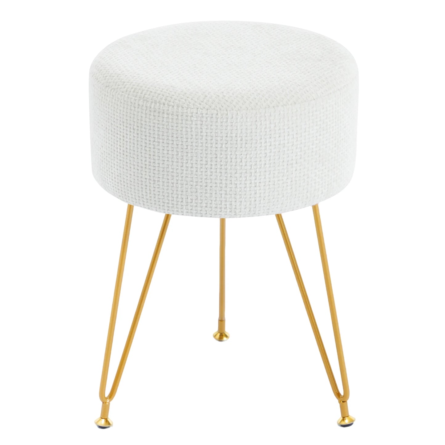 JHK Velvet Round Ottoman Vanity Stool for Home Use