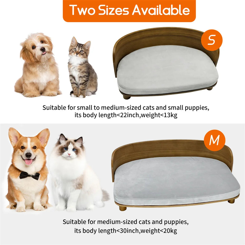 BORWART CN Wooden Elevated Pet Sofa For Dogs With Cushion