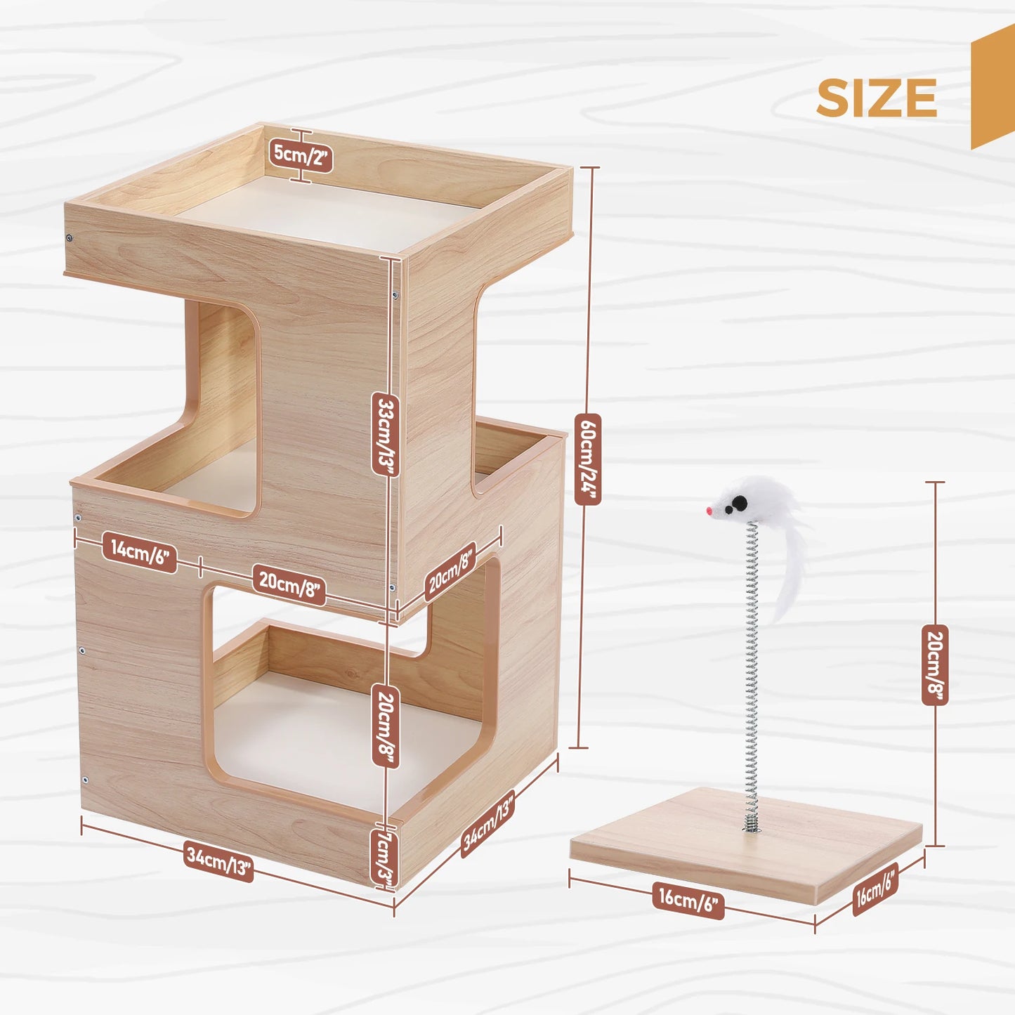 PAWZ Road Wood Cat Condo House With Scratching Pad