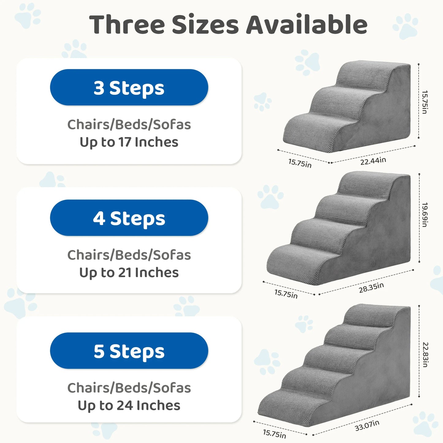 HighDensityFoam Dog Stairs Ramp 3 To 5 Steps Curved NonSlip
