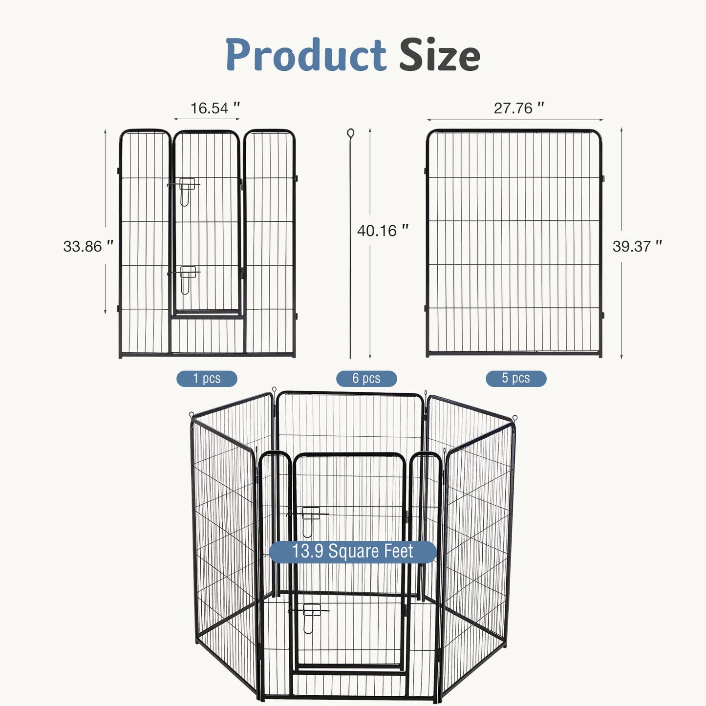 JHK Foldable Metal Dog Playpen Durable Indoor Outdoor
