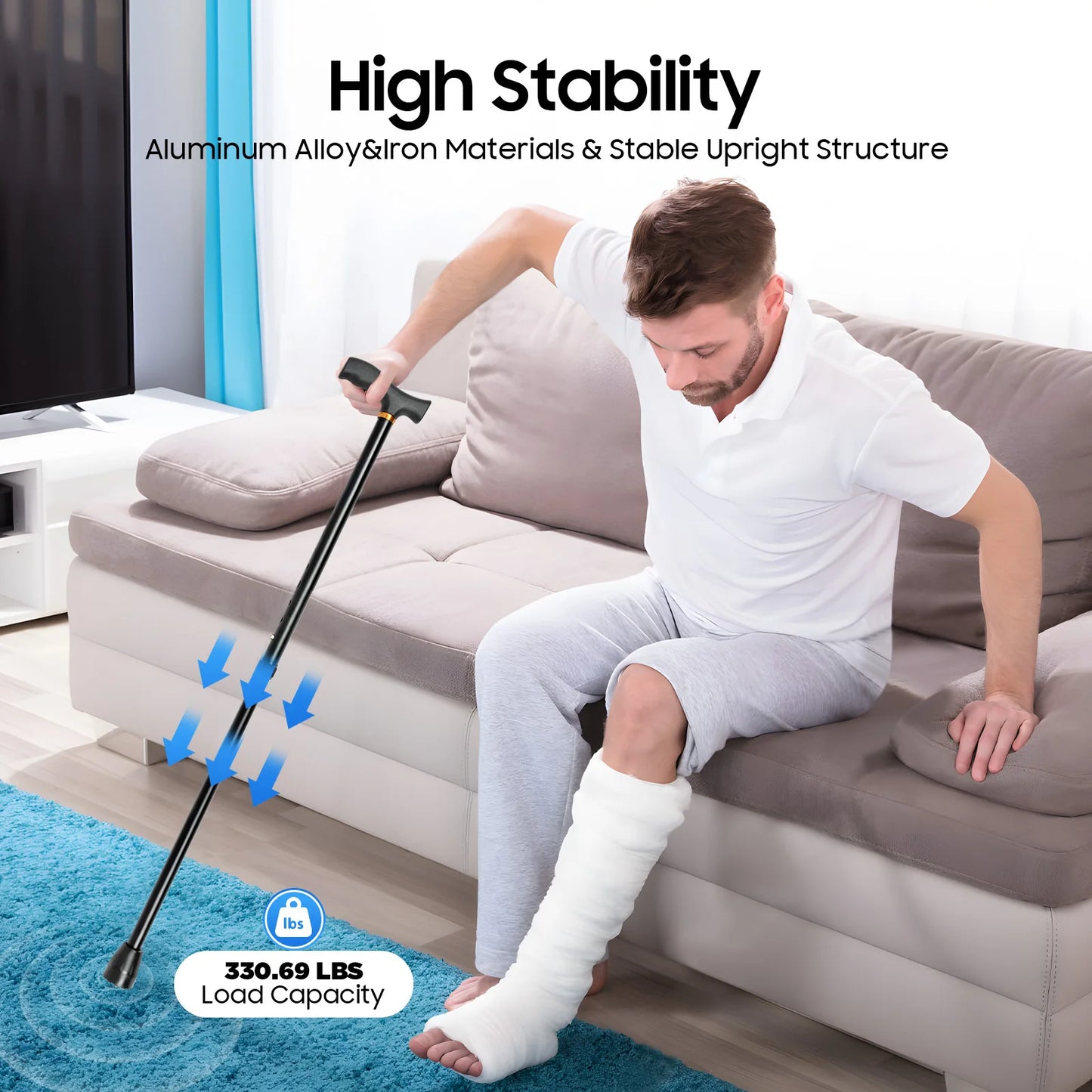 Safe Pedal Stair Lift Aid 4 Leg Walking Cane For Elderly