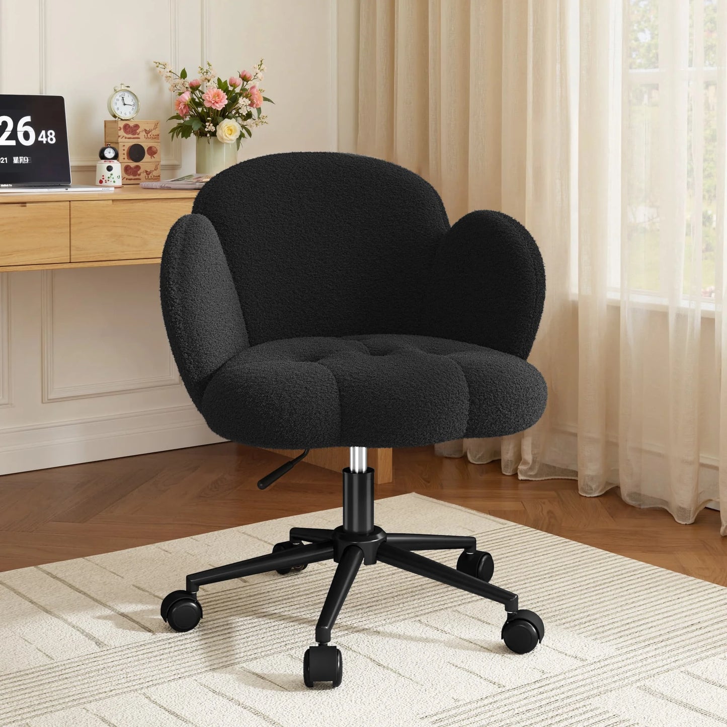 EnHomee Petal Vanity Chair With Wheels 360 Degree Swivel