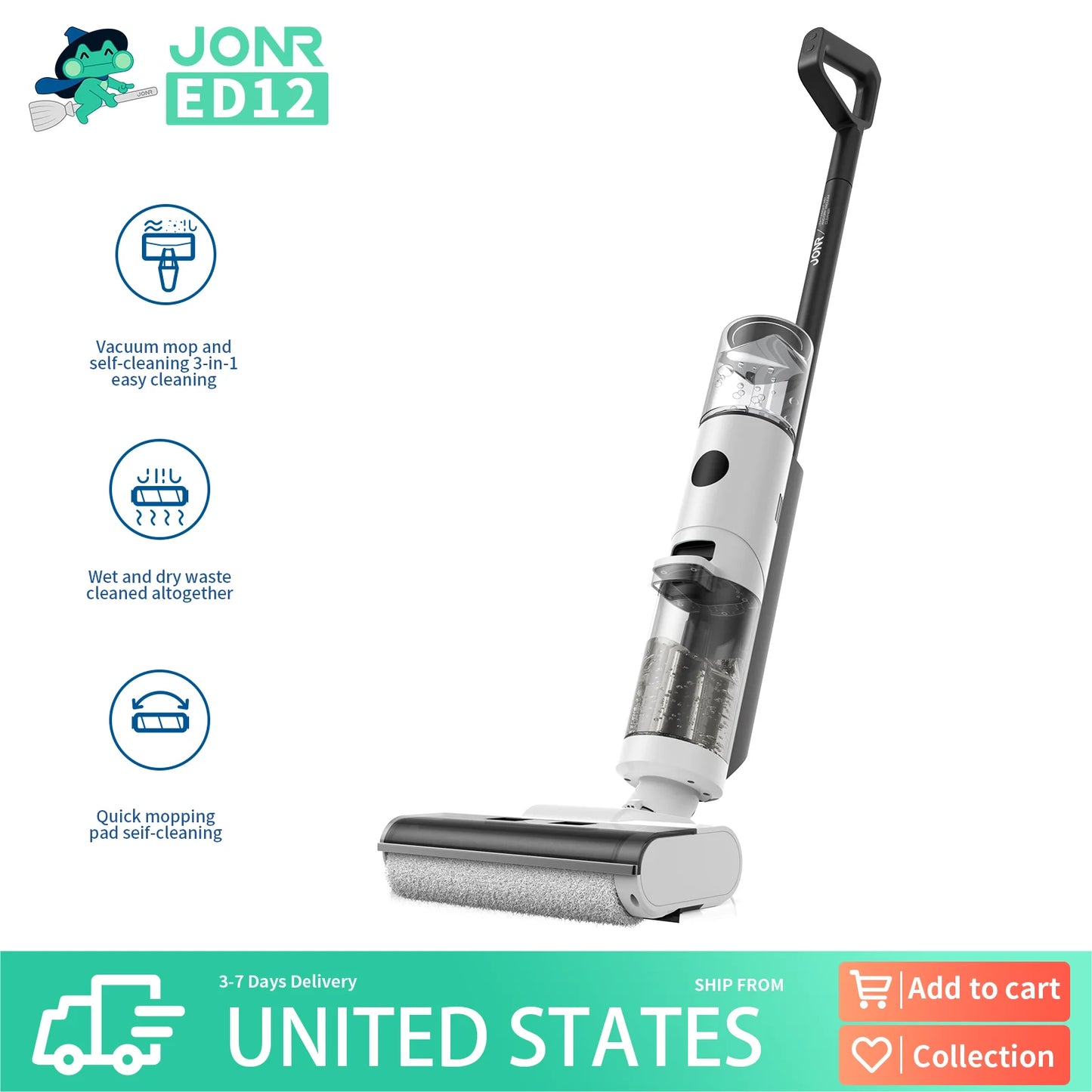 JONR ED12 Wet And Dry Smart Vacuum Cleaner Mop Floor Washer