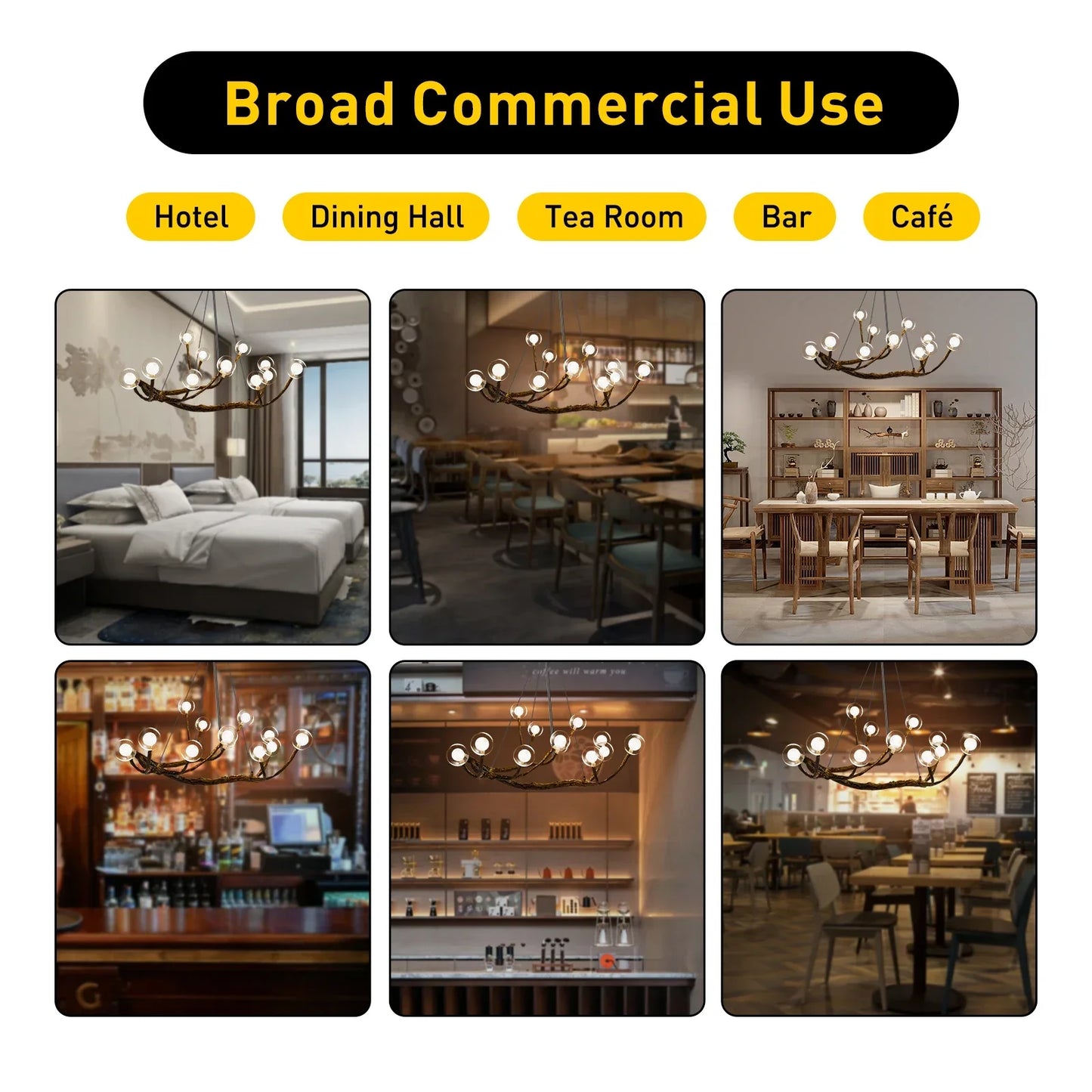 Bymaocar Farmhouse Style LED Ceiling Light With Adjustable Chain Chandelier