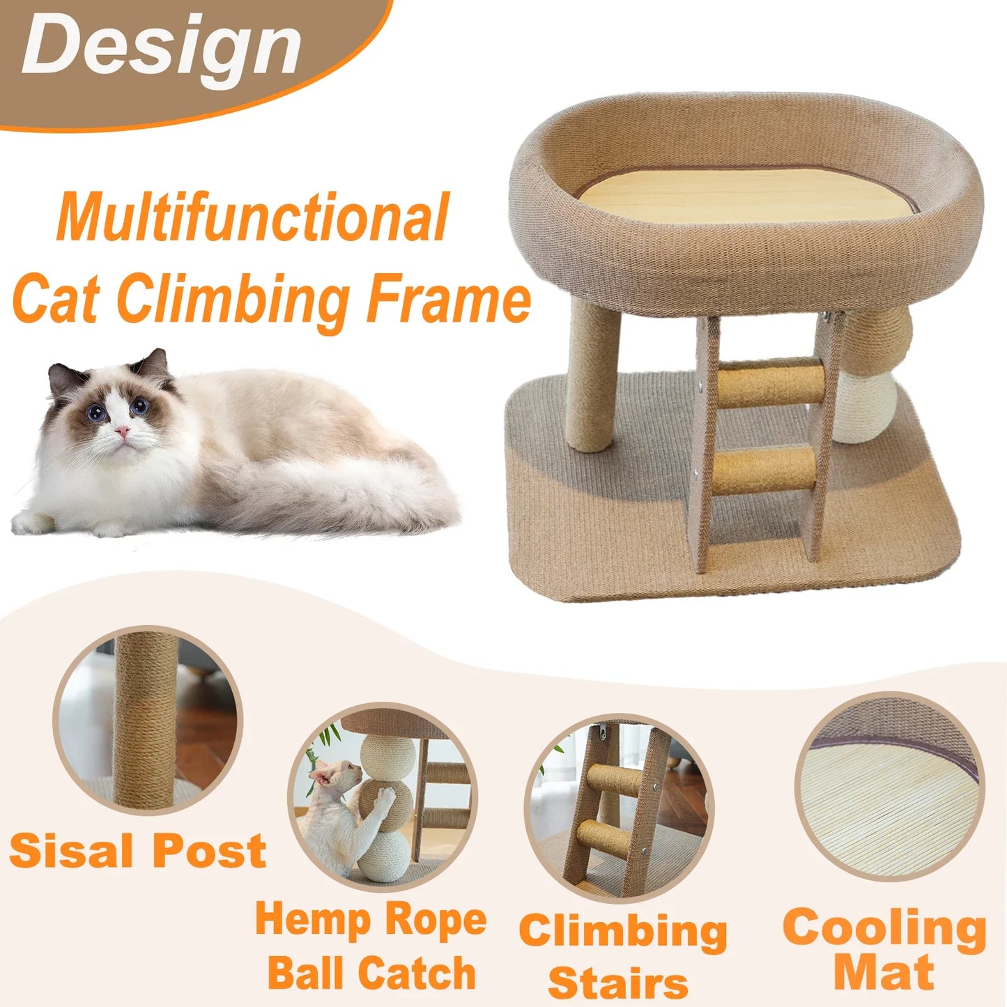 All In One Cat Tree With Sisal Scratching Post Ladder