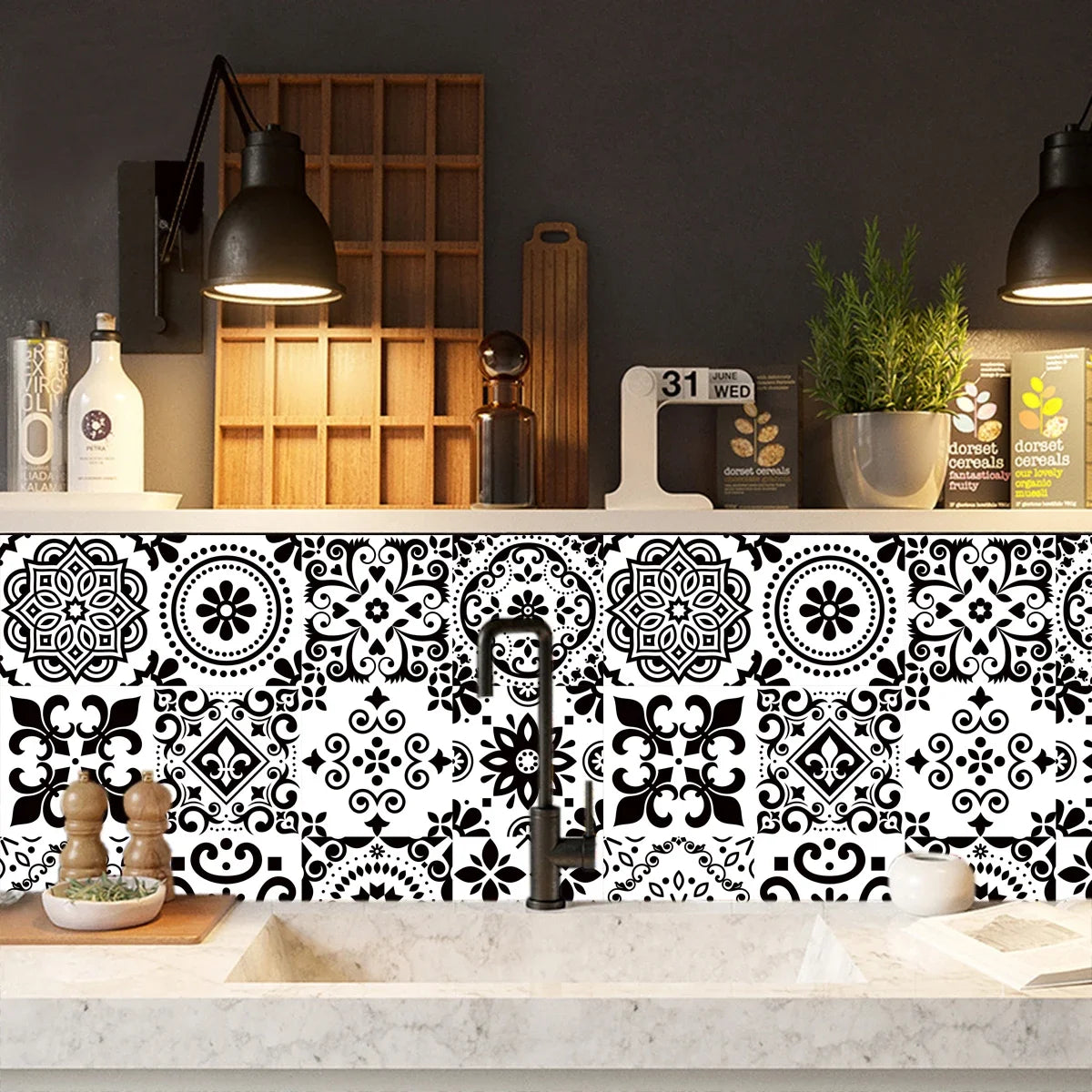 Matte Waterproof Tile Wall Sticker Peel And Stick PVC Mural