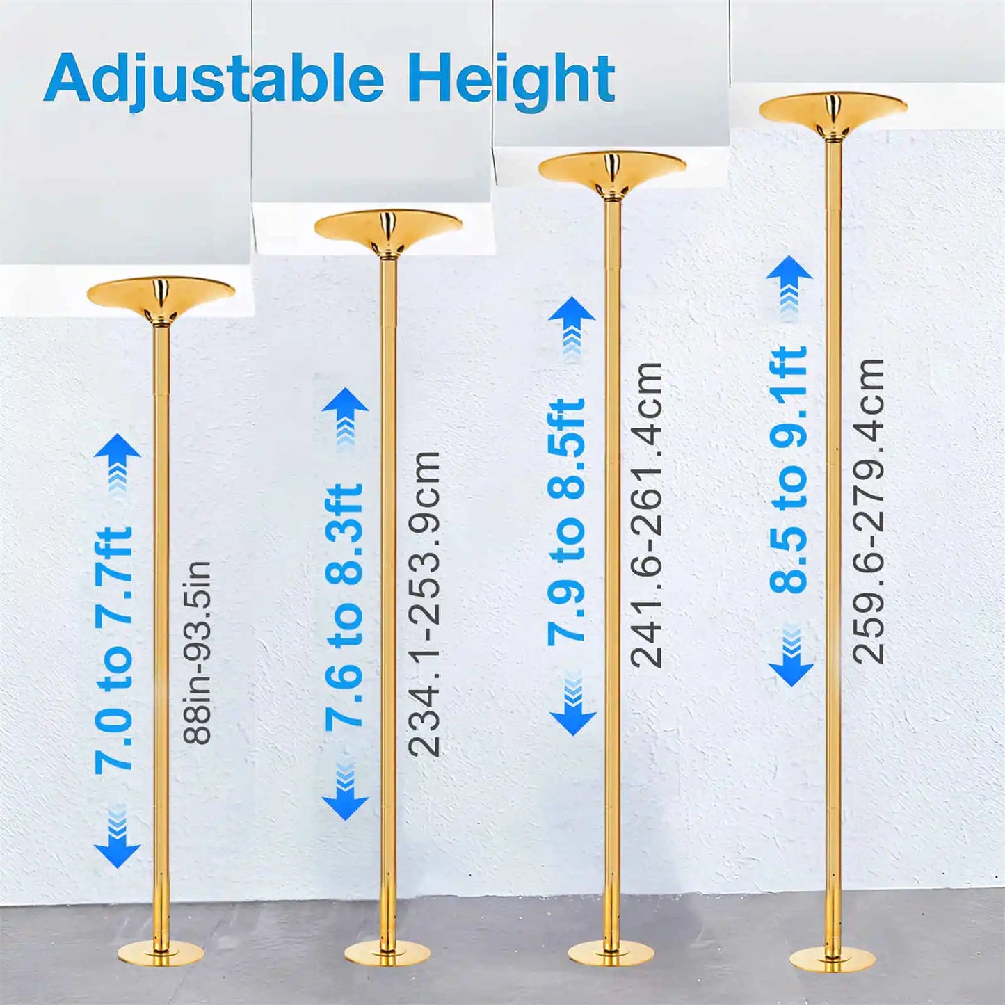 Adjustable Dance Pole Spinning Static Mode Heavy Duty Steel