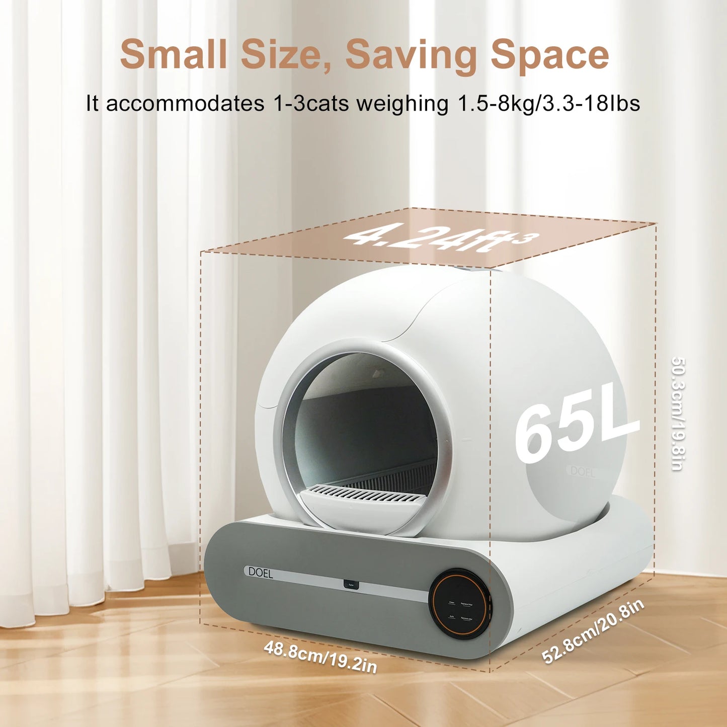 DOEL Smart Self Cleaning Cat Litter Box With App Control 2.4G WiFi
