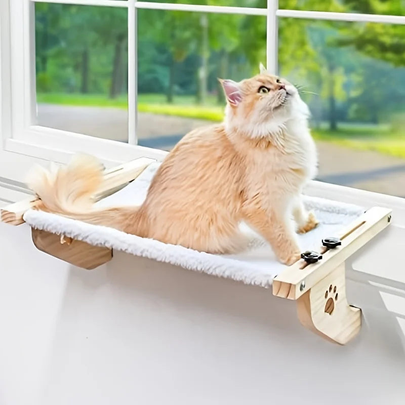 CZBNYX Cat Window Sill Hammock For Indoor Cats With Wooden And Metal Frame