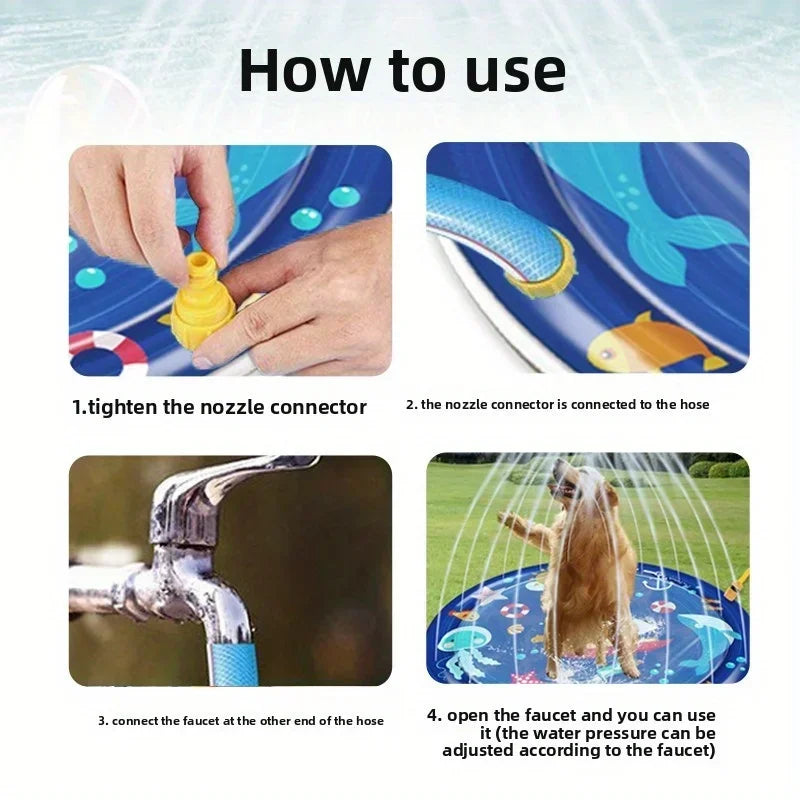 Outdoor Pet Pool Sprinkler Pad For Dogs Inflatable Water Play
