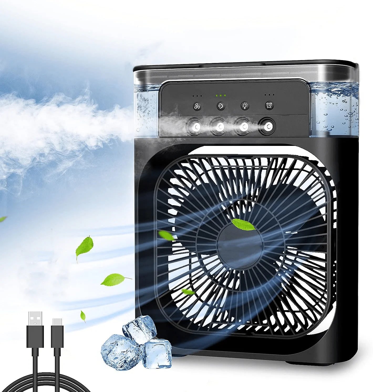 USB Evaporative Cooler Portable AirConditioner Fan Humidifier Misting 3 Speed