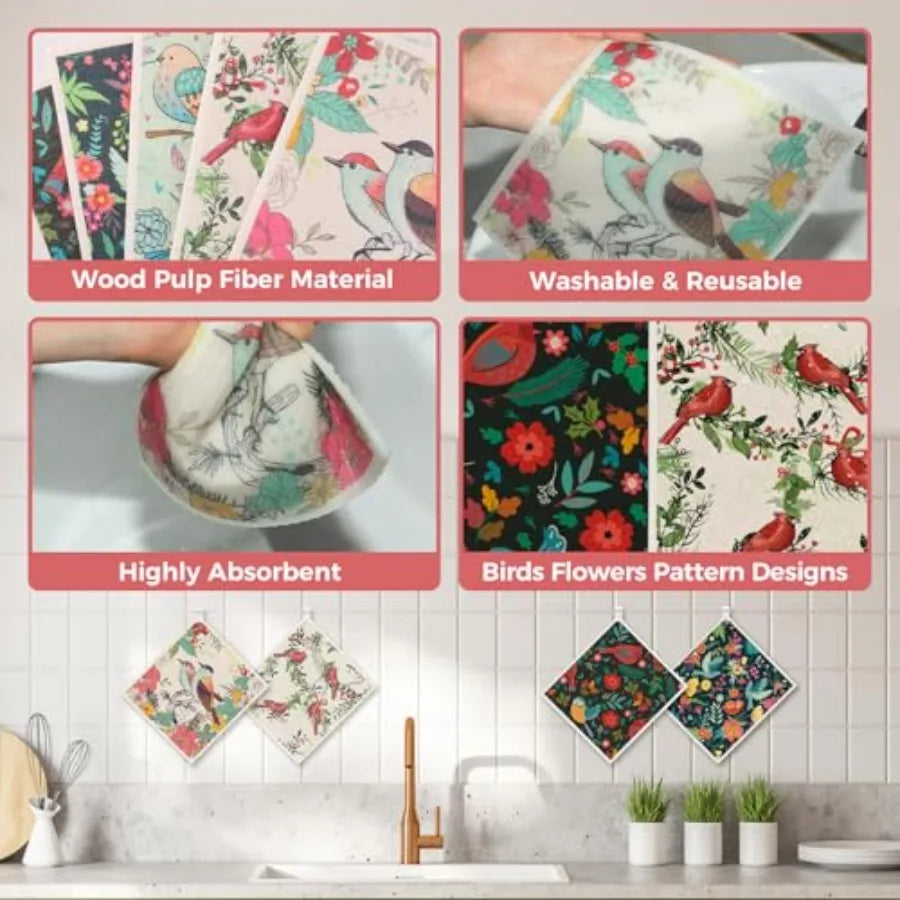 Swedish Dishcloths for Kitchen Reusable Dish Rags Set