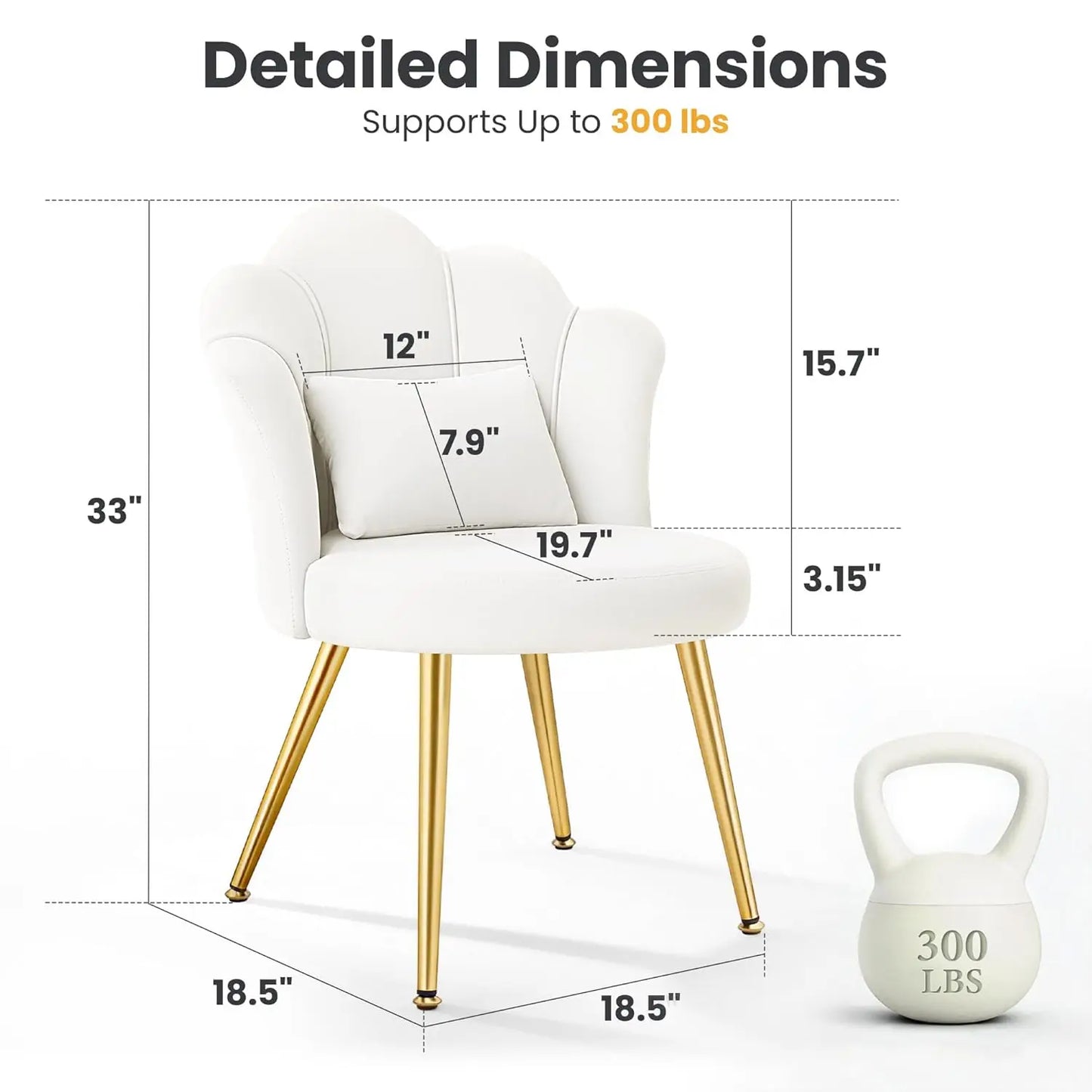 Petal Vanity Chair With Flower Backrest And Golden Metal Legs
