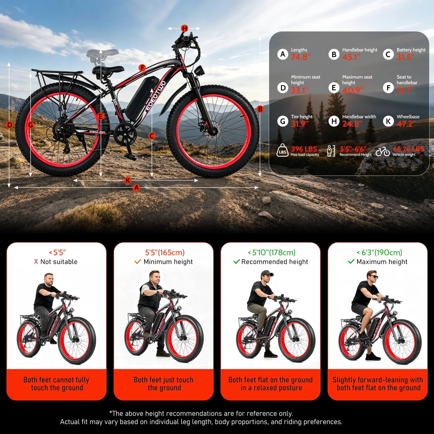 EOEOTWO E01 Fat Tire Electric Bike For Adults All Terrain