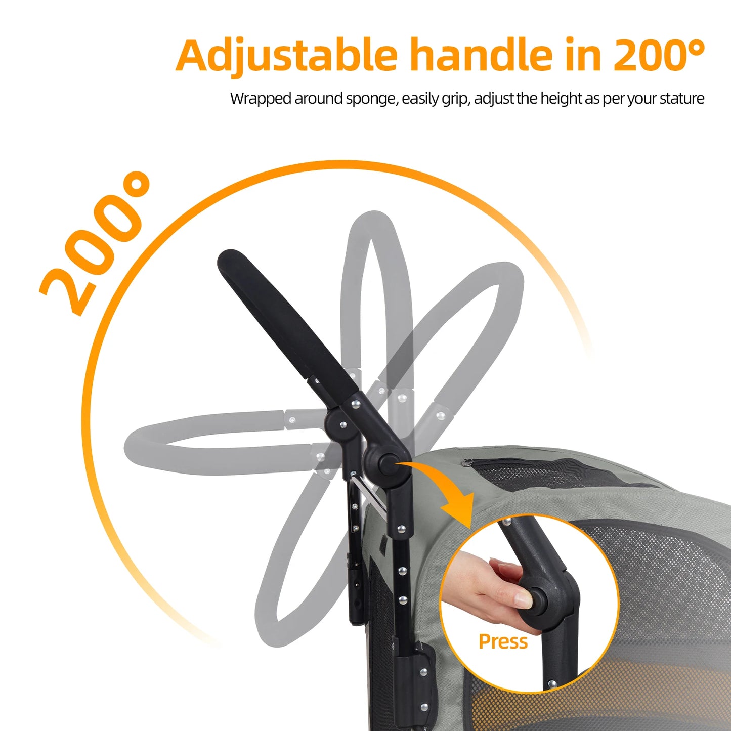 Dog Stroller Four Wheel Foldable Cart Load Up To 55kg