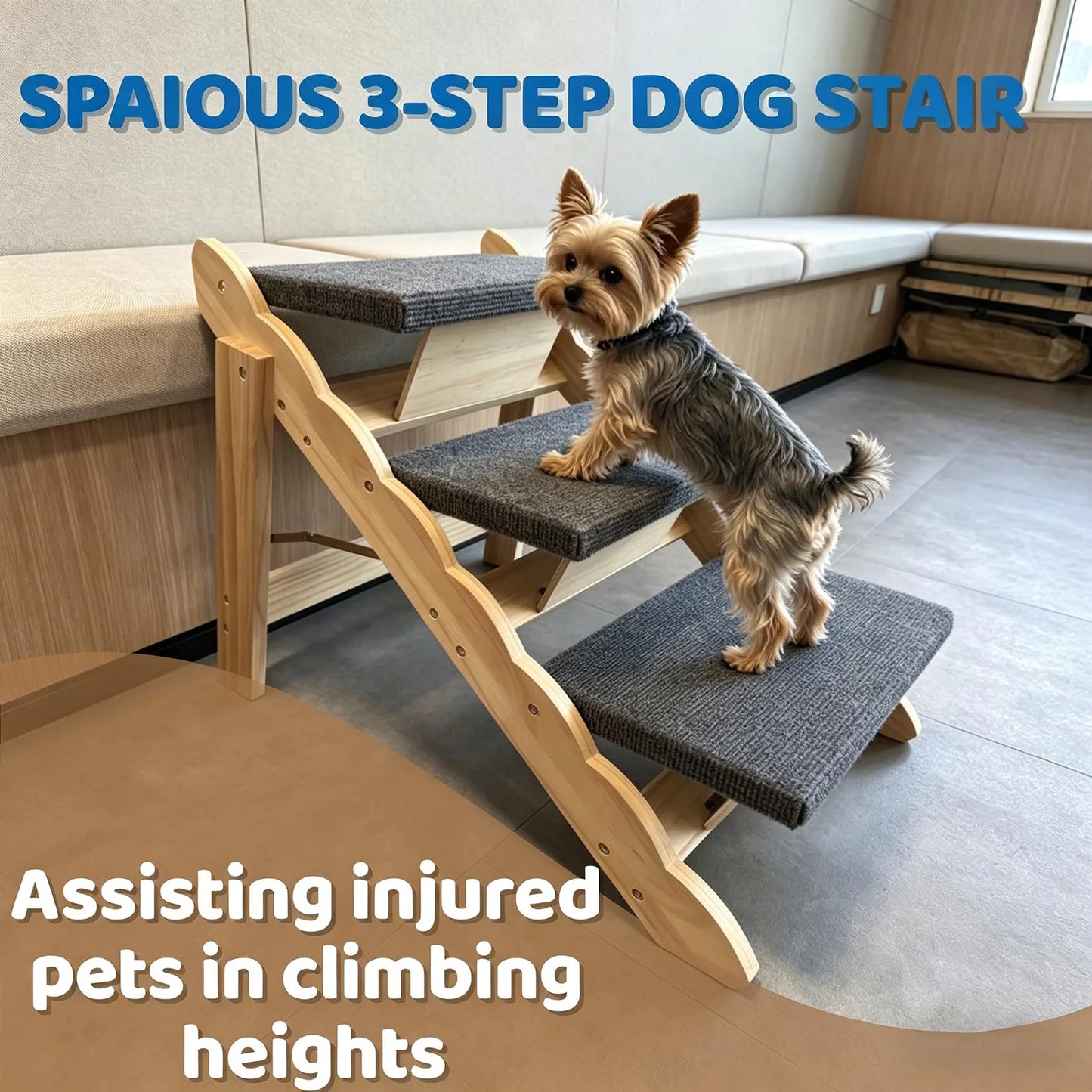 DishyKooker 2in1 Wooden Pet Stairs and Folding Ramp