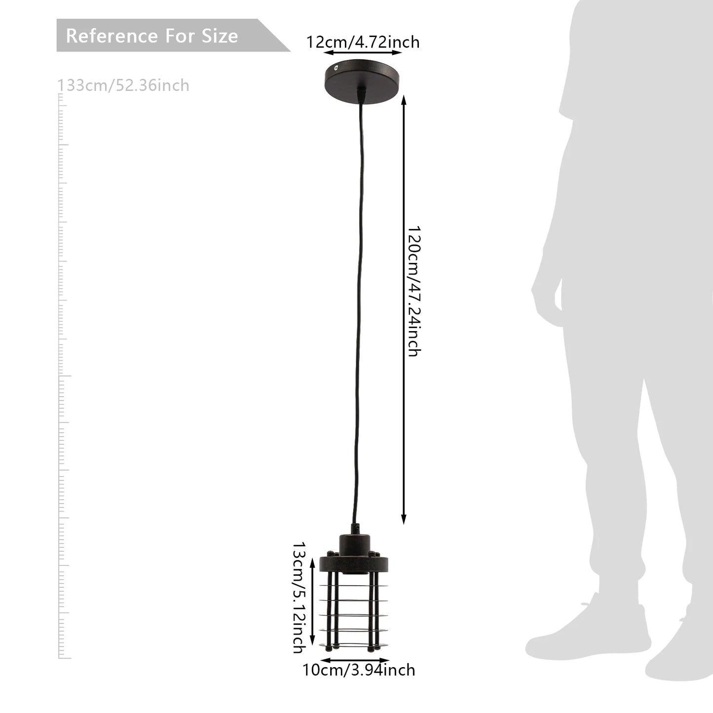 Bymaocar Vintage Industrial Pendant Light E26 Rustic Iron Cage