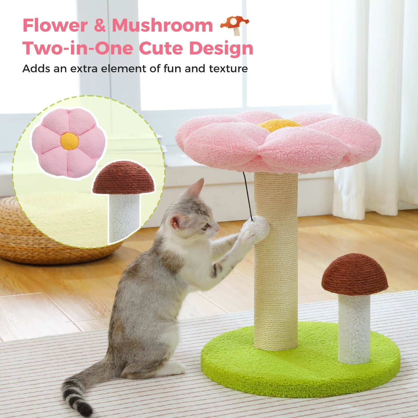 PAWZ Road Double Tier Cat Scratching Post With Flower Bed