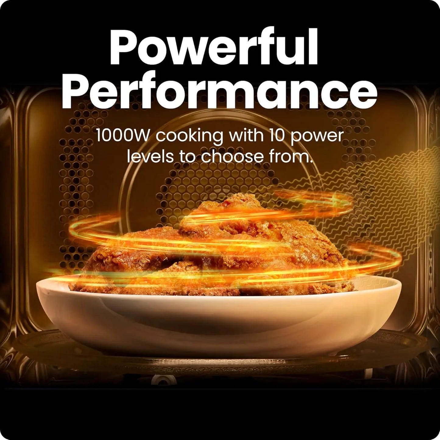 Stainless Steel Microwave 1000W Auto Menus Eco Mode Safety Lock
